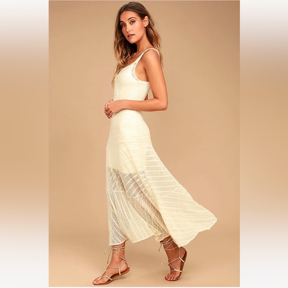 Free People Love Story Cream Lace Slip Dress